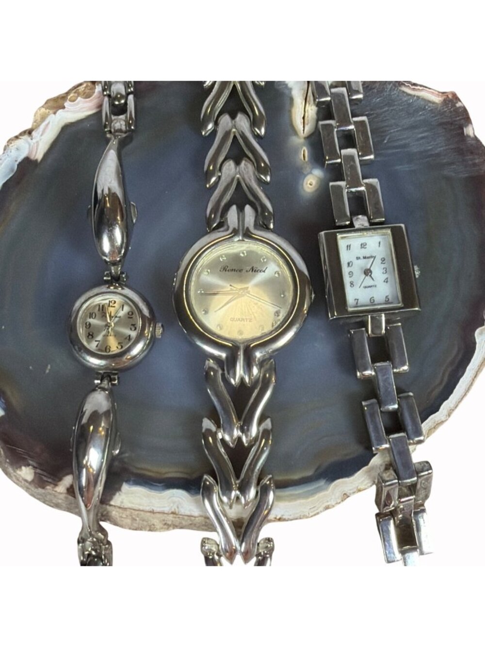 Quartz Wristwatches Lot Dolphin Silver Tone Set Of 3 Vintage 1990s New Batteries